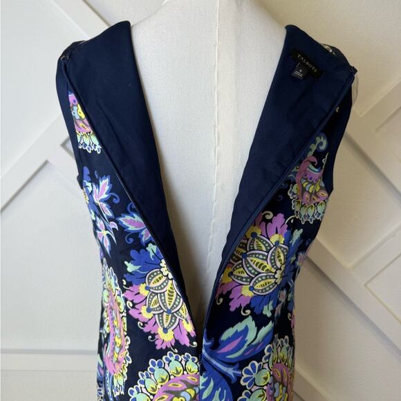 Talbots Navy Floral Paisley Sleeveless Cotton Shift Dress Size 6 - Picture 6 of 11